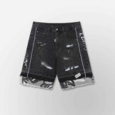 HYDE PARK GOODS Camo Patch Striped Denim Short - Black - Gravity NYC
